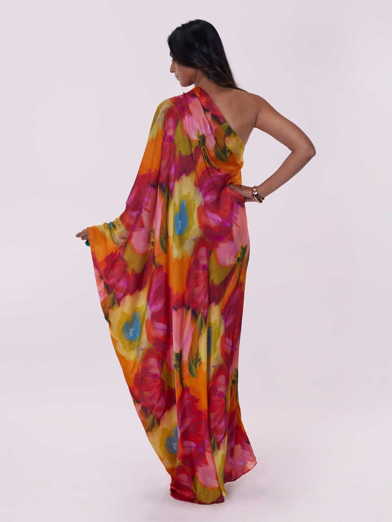 Cerise Printed Kaftan Dress