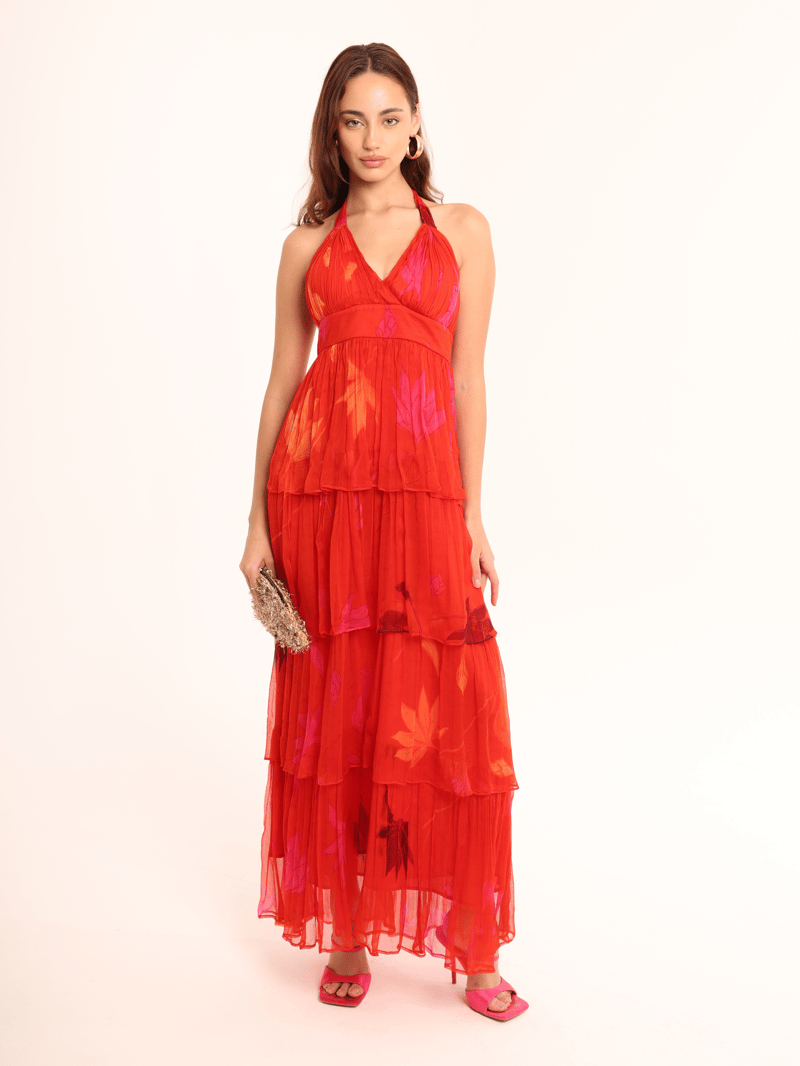 Kesar Four Layered Halter Maxi