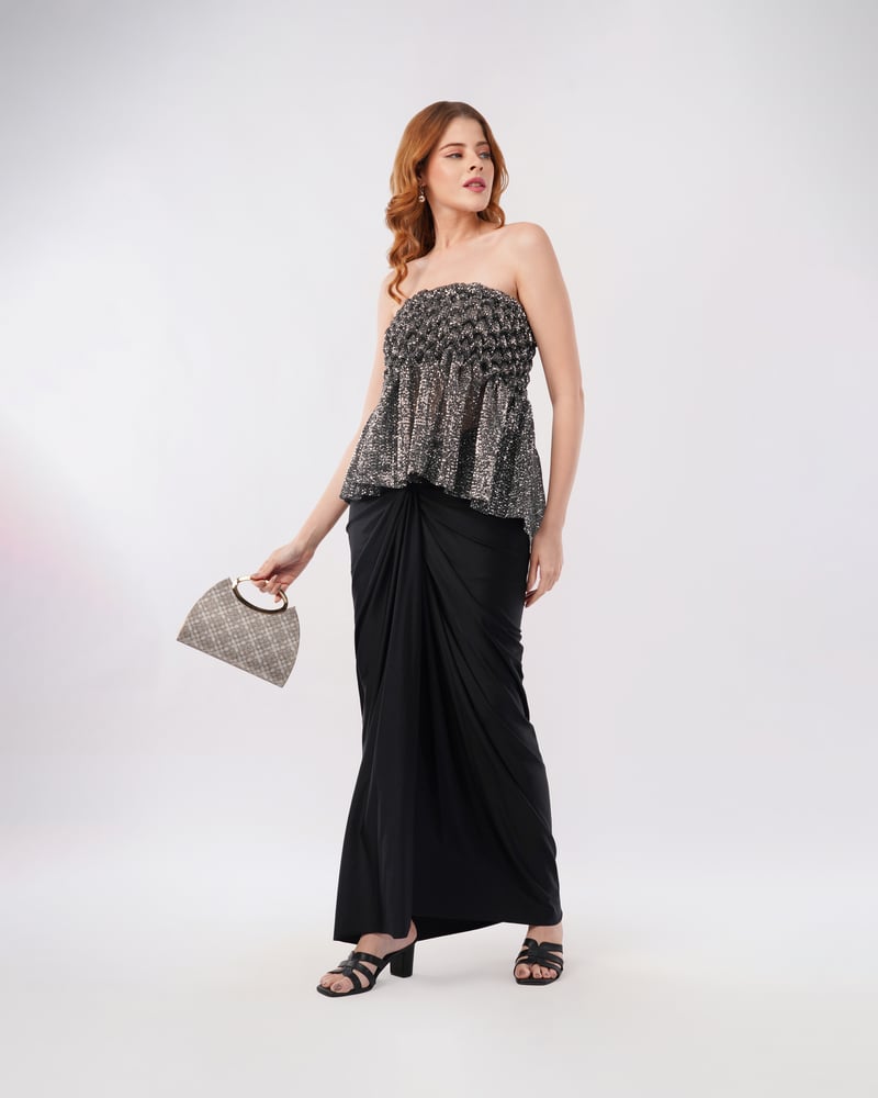 Jasmine Shimmer Tube Off Shoulder Style And Skirt — Isha Sawhney
