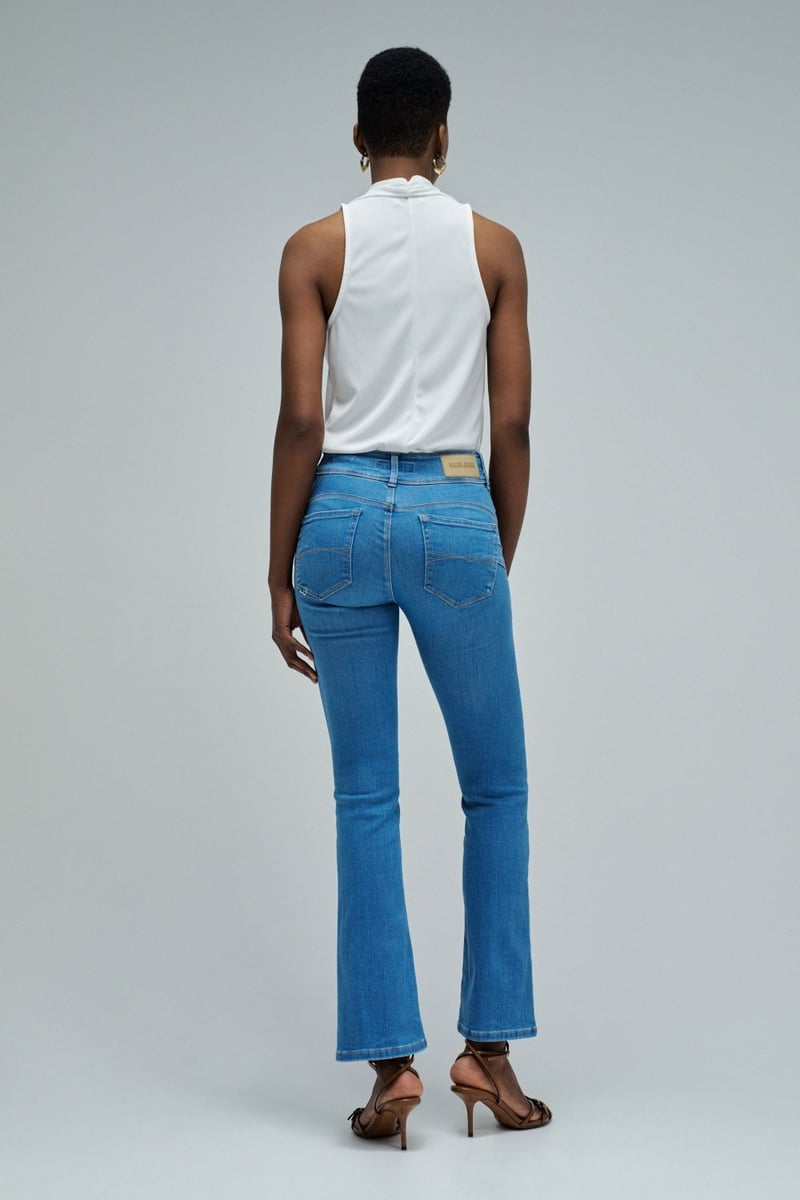 Medium Wash High-Rise Flared Jeans