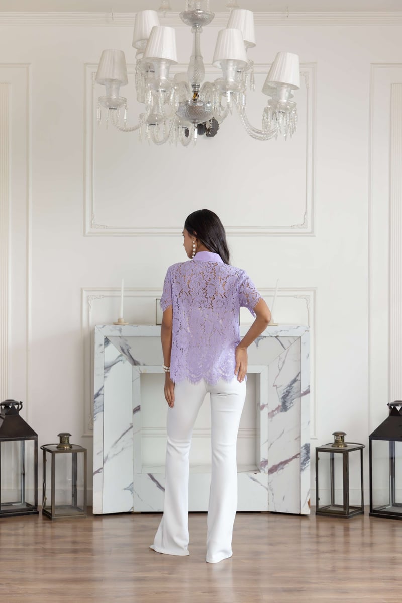 Misty Lilac French Lace Top