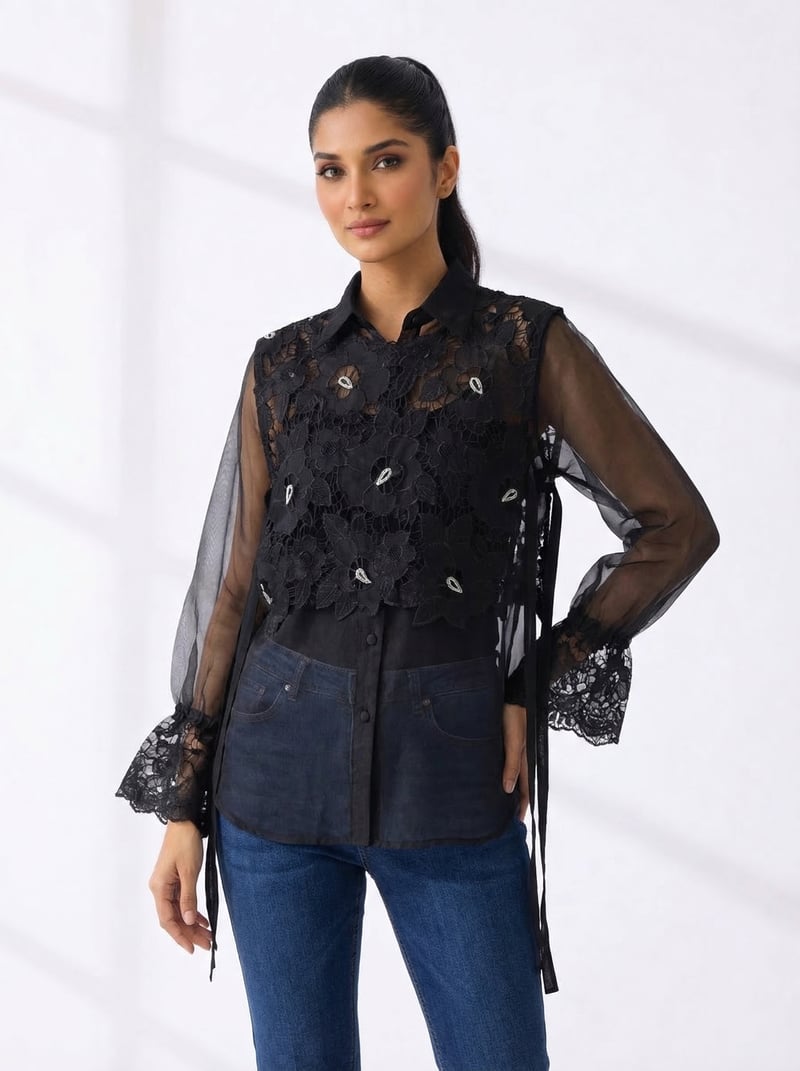 Embroidered Yoke Shirt — The Grey Dot