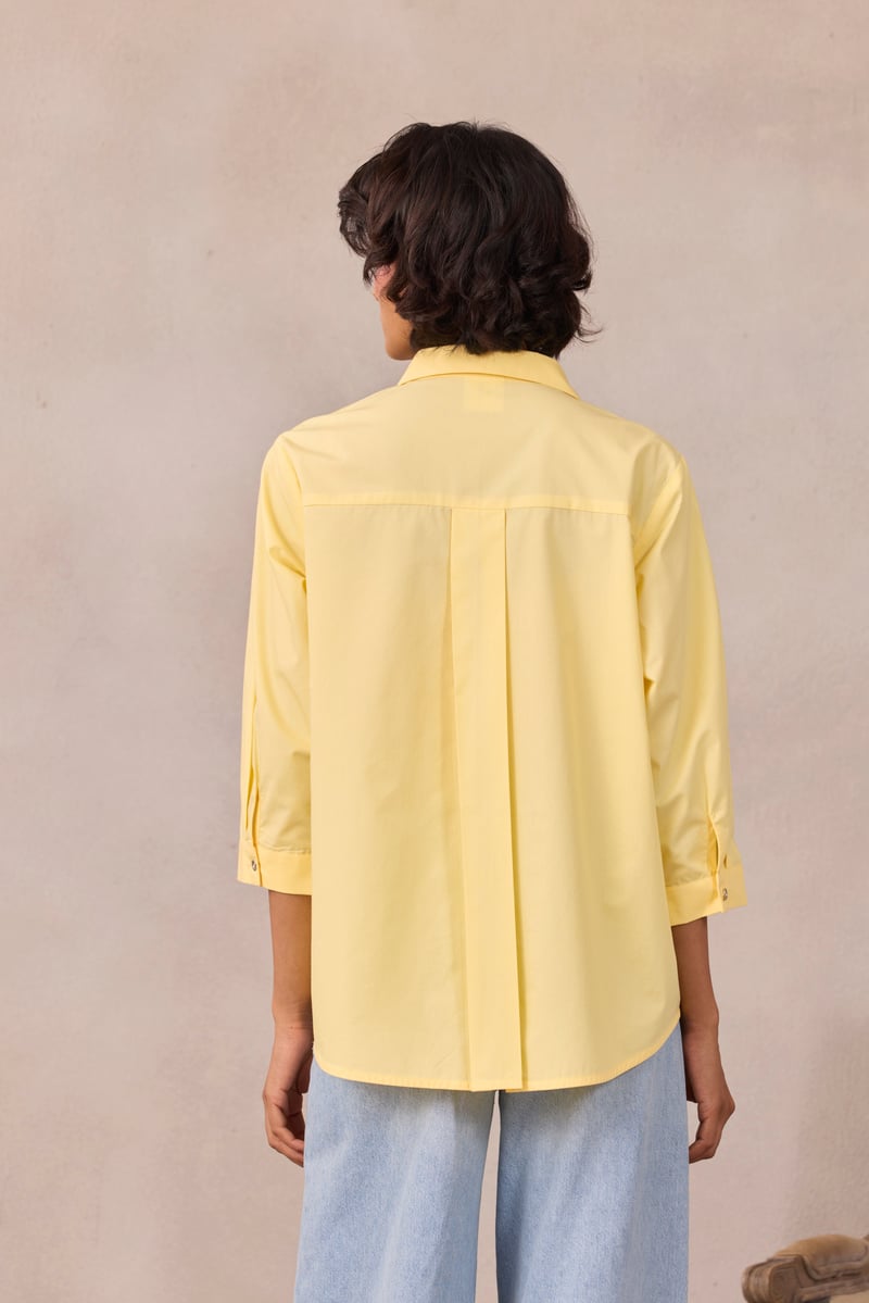 Lemon Sorbet Cotton Poplin Applique Shirt