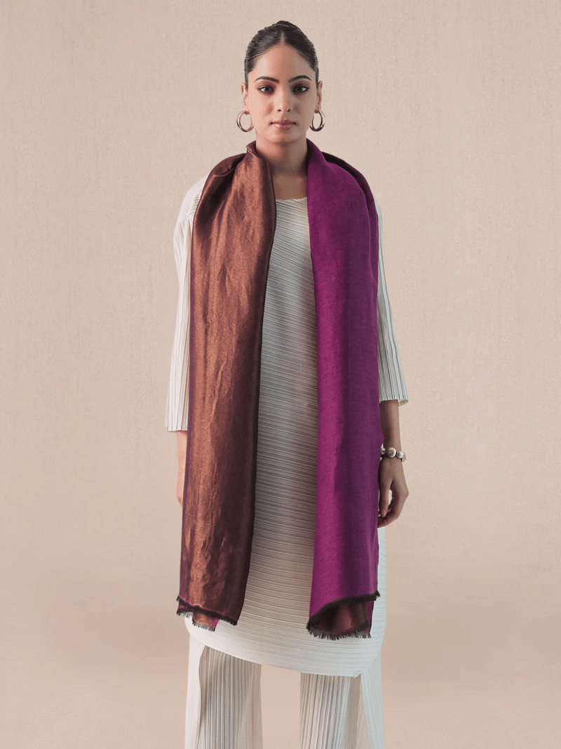 Wool Reversible Zari Stole — Shaza