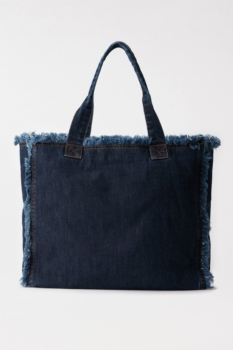 Denim Tote Bag with Logo