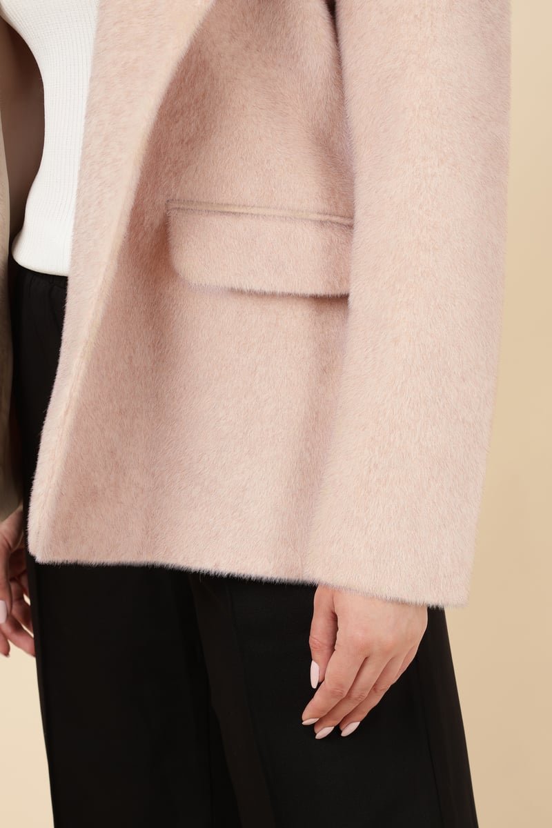 Light Pink Tailored Open-Front Blazer with Patch Pockets