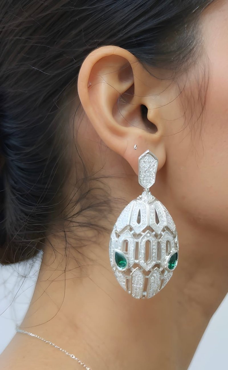 Serpent Big Crystal Animal Motif Earrings
