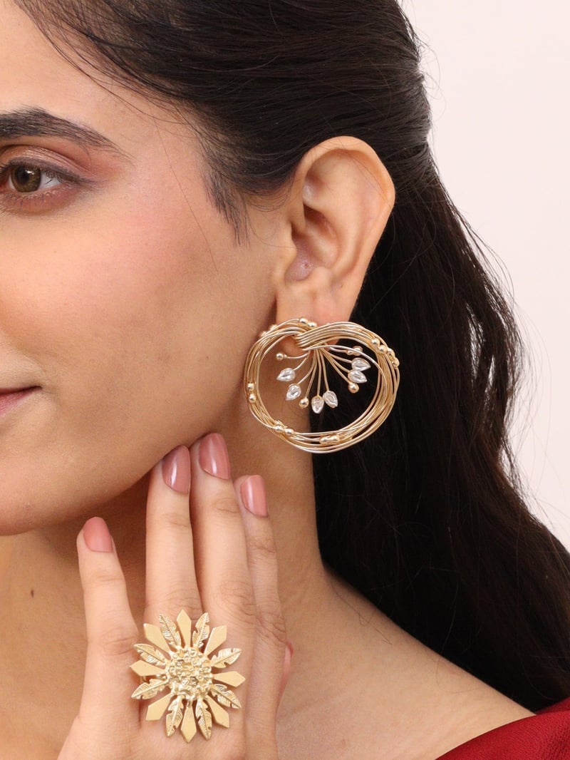 Jahanara Brass Earrings for Women 18K Gold Plated