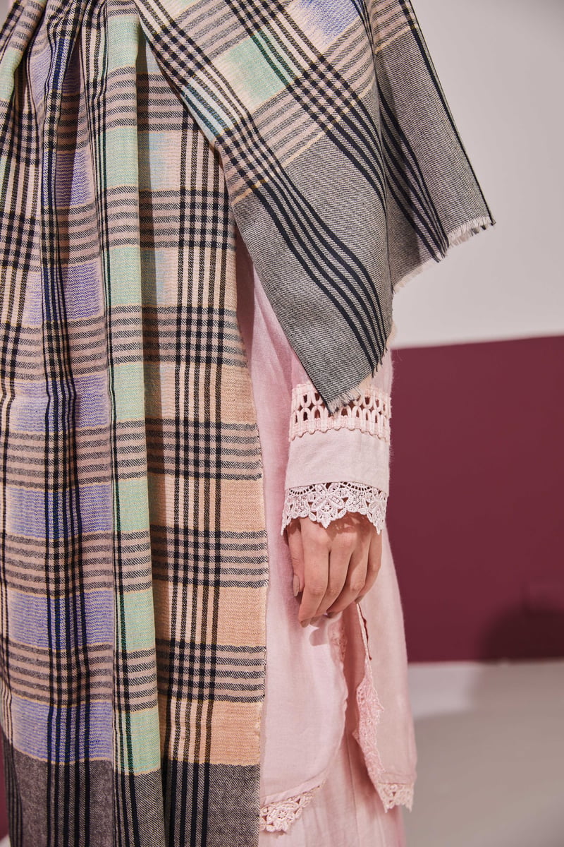 Zari Check Reversibles Pashmina Stole