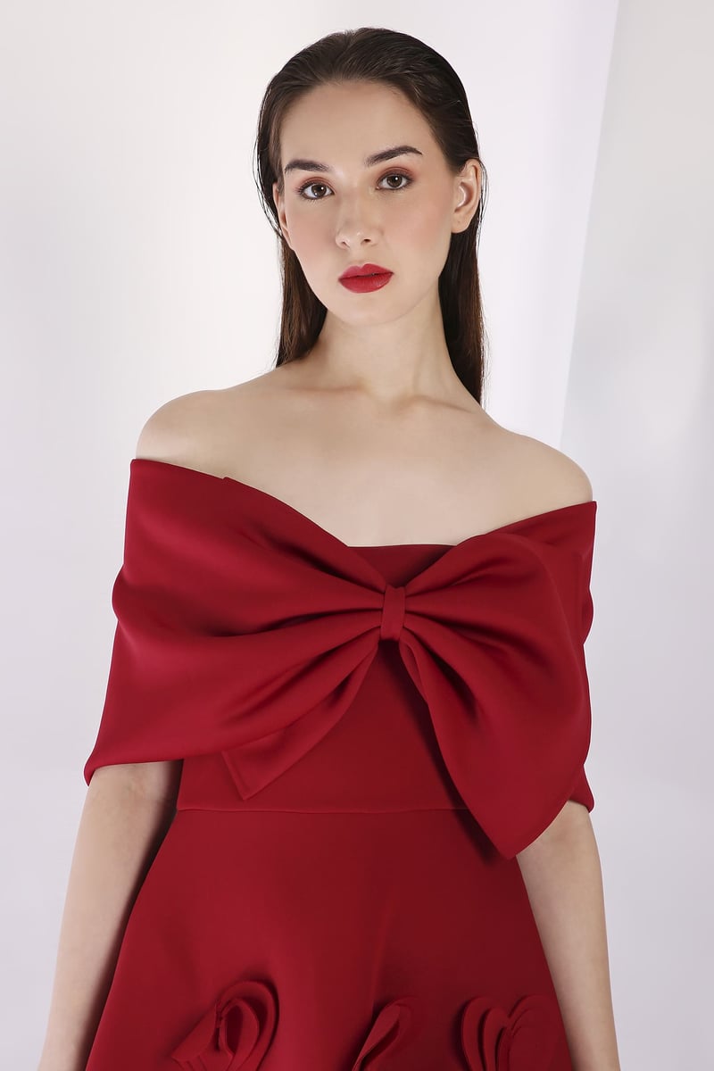 Red Oversized Bow Cape Wrap Shrug