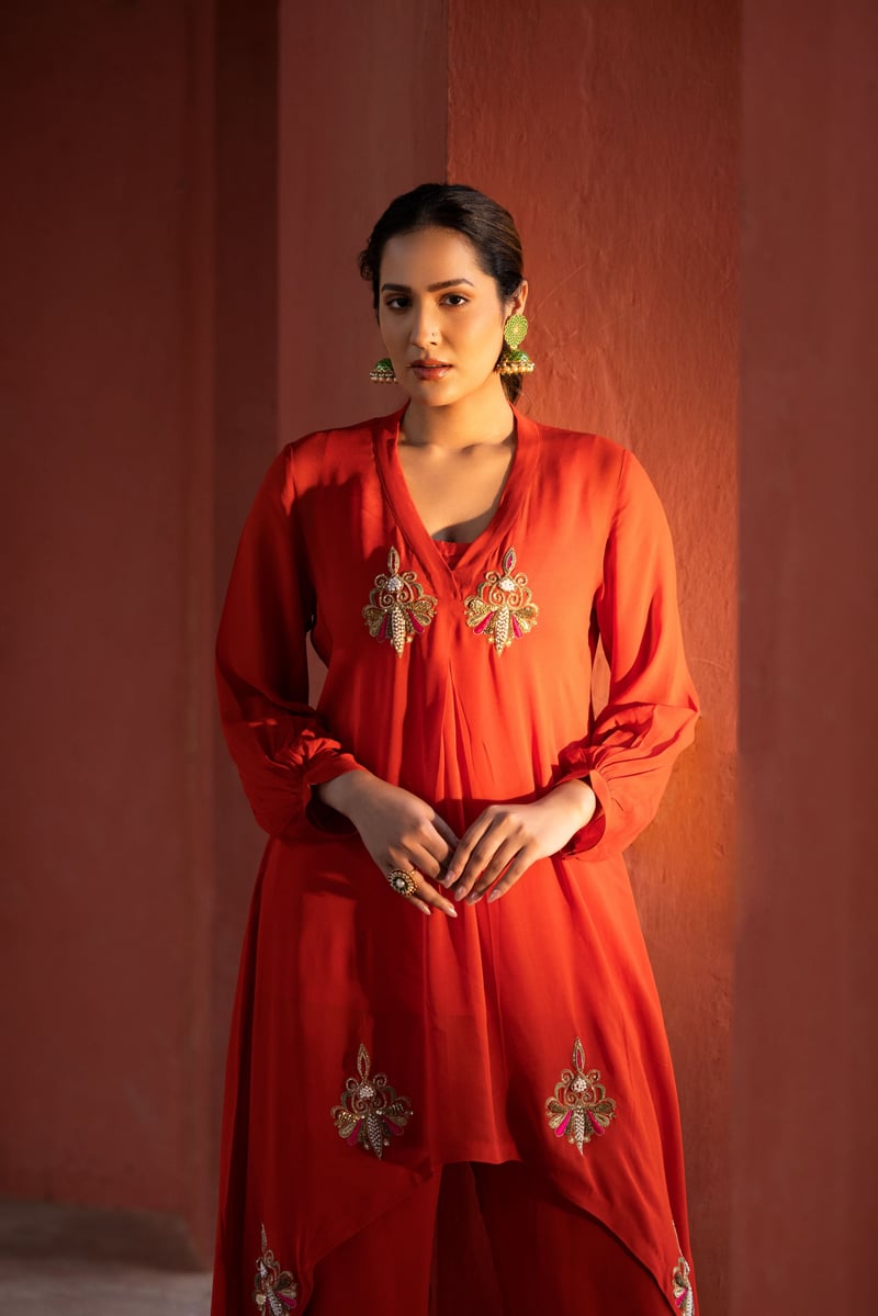 Georgette Red Co-Ord Set