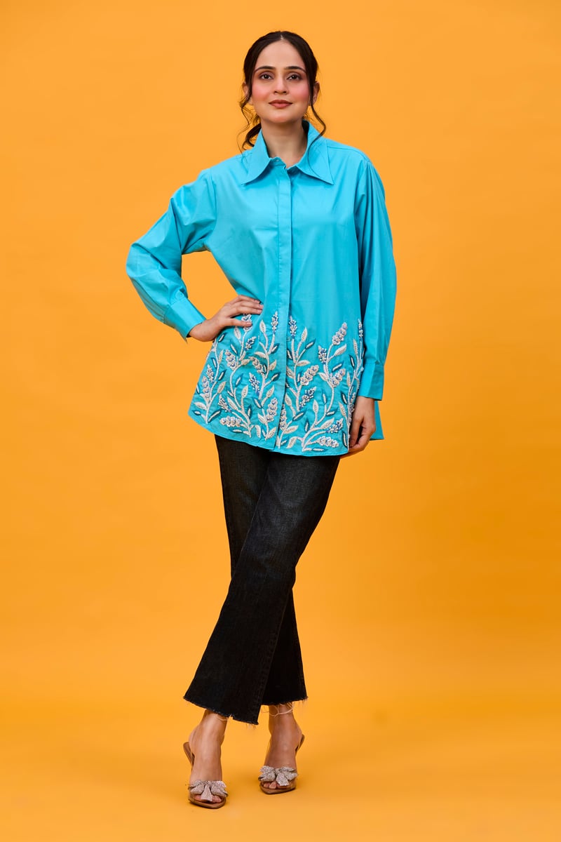 Sky blue flox flower shirt