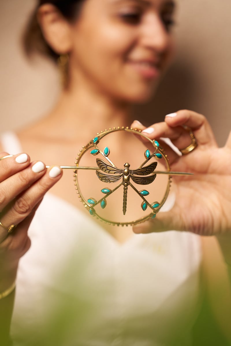Turquoise Dragonfly Hair Bun & Hair Scrunchie