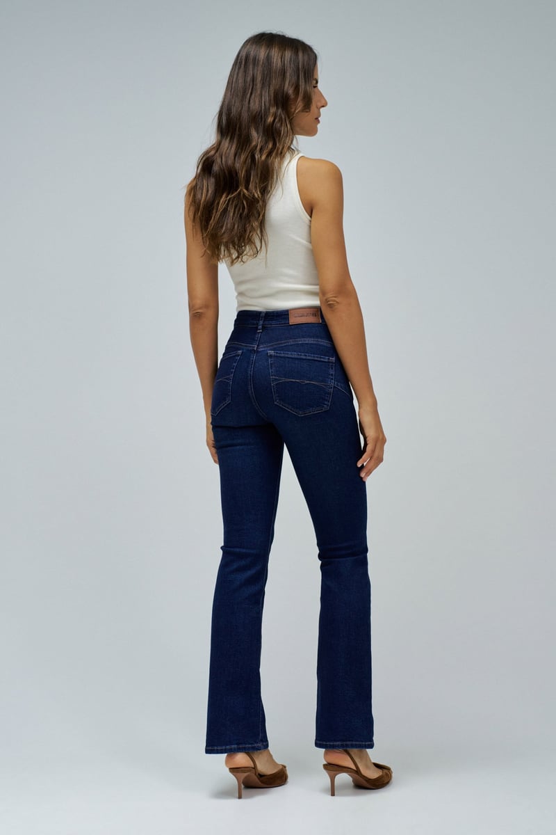 Dark Blue High-Rise Bootcut Jeans