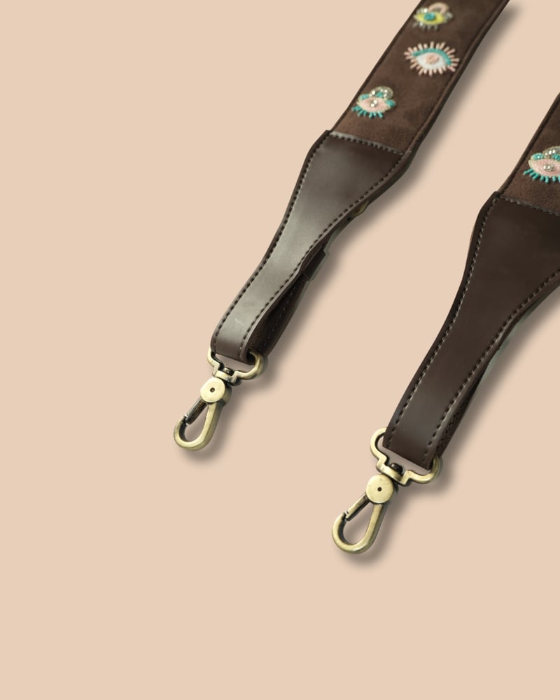 Evil Eye Brown Embroidered Handle - (Only Strap)