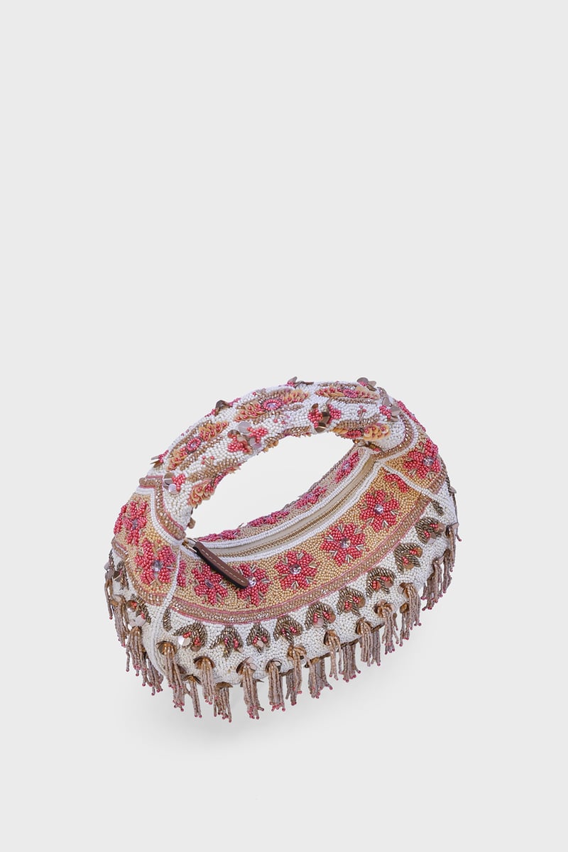 Rose Cascade Embellished Beaded Bag