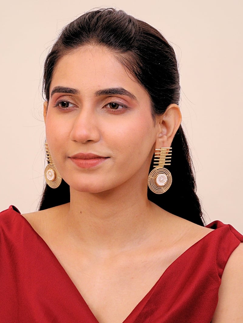 Mahtabi Brass Earrings for Women 18K Gold Plated