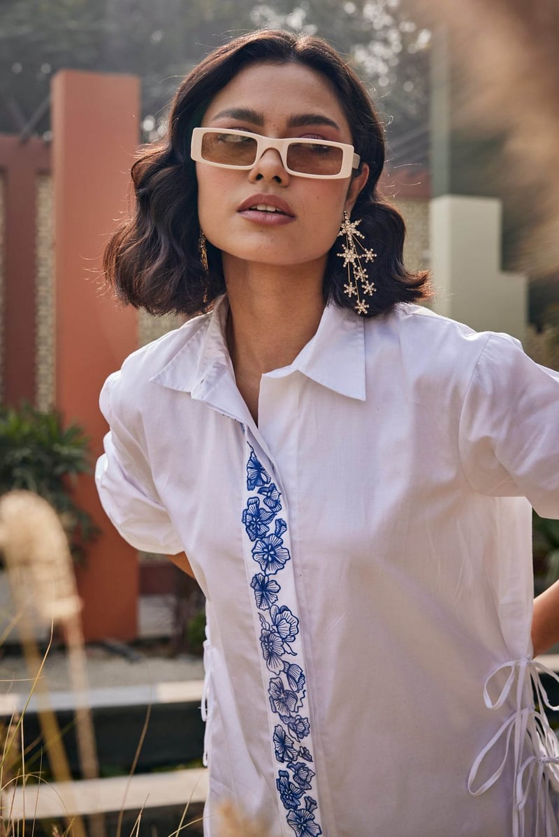 The Indigo Stem White Shirt
