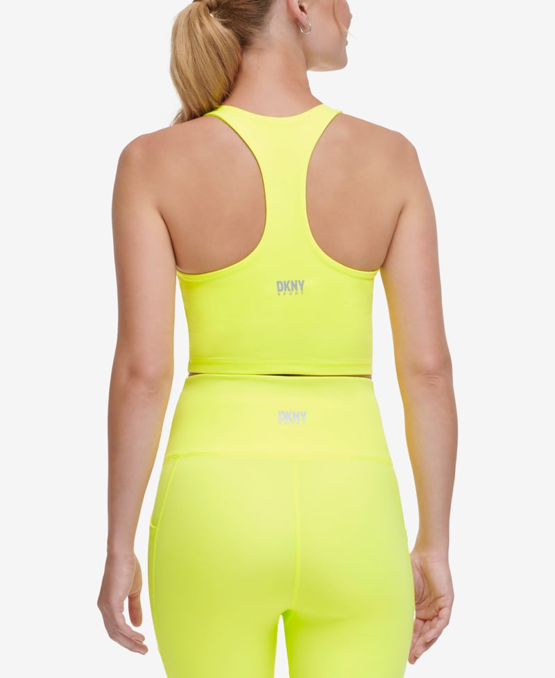 Neon Yellow Scoop-Neck Racerback Sports Bra