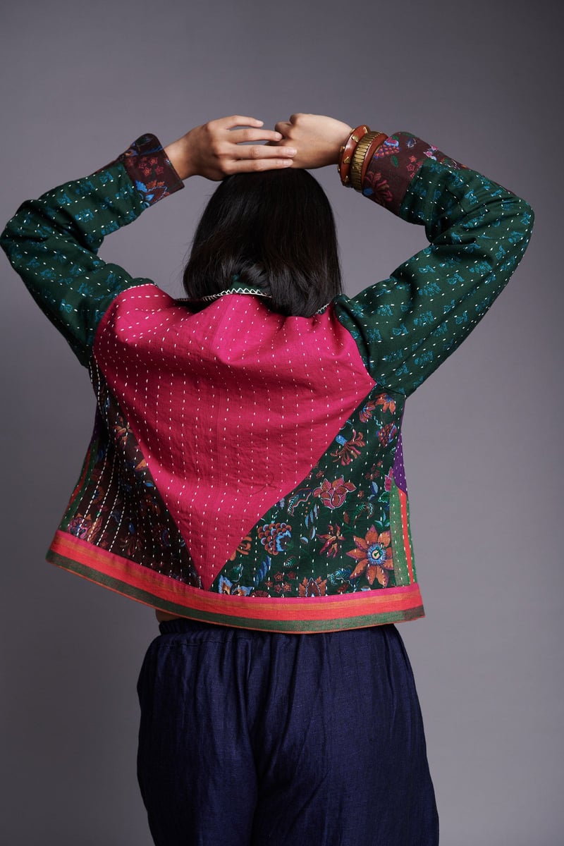 Rani Kantha Patchwork Cropped Bolero Jacket