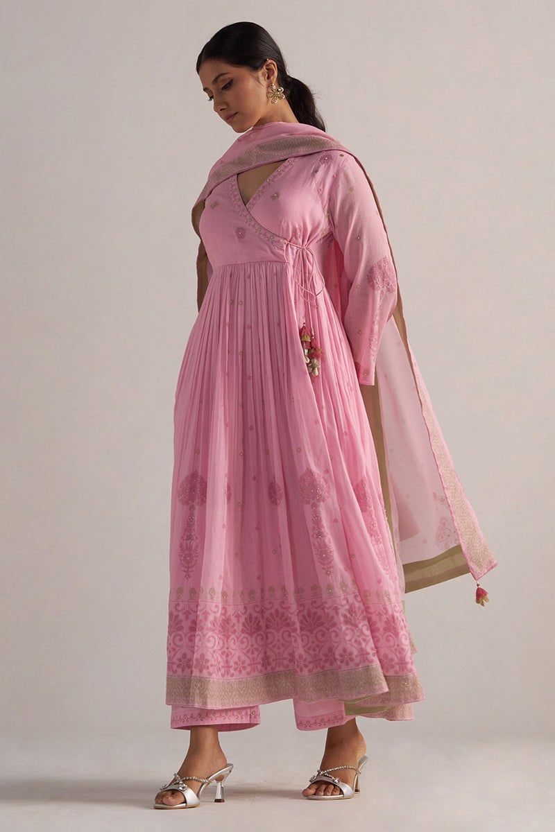 Lilac Sachet Printed Anarkali Kurta Set