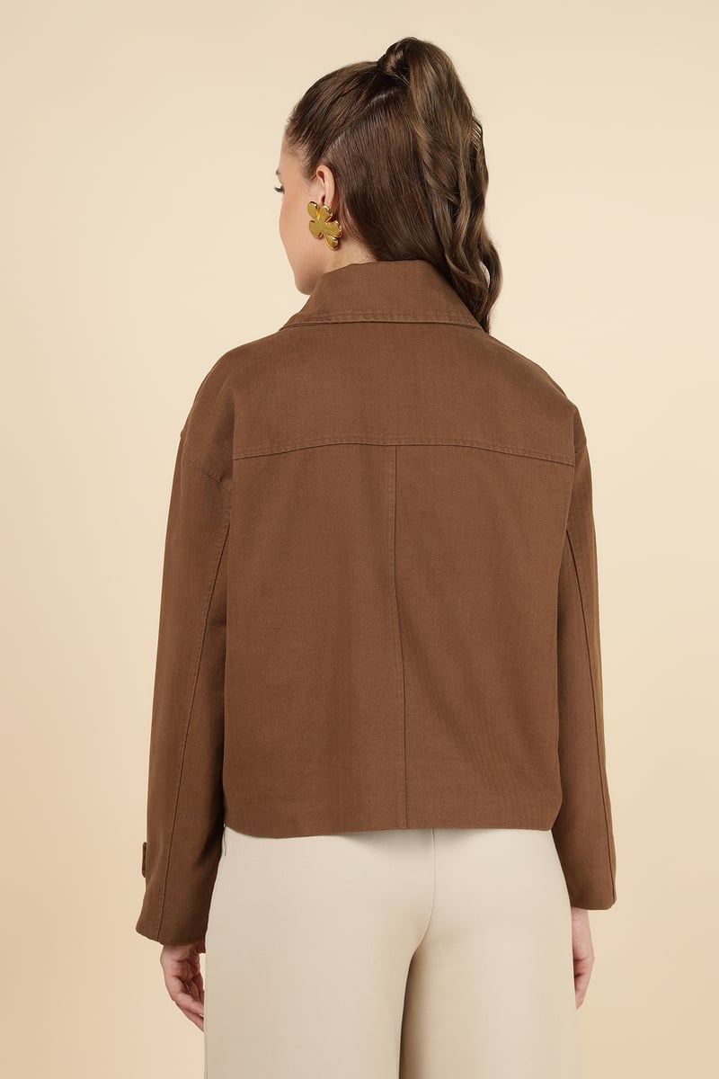 Brown Double-Breasted Tailored Jacket