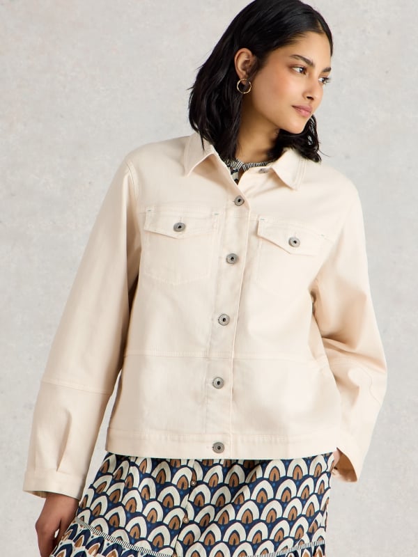 Light Natural Denim Jacket with Button Front