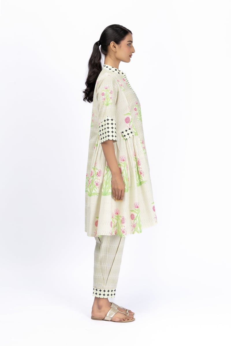 Roses Booti Flare Shirt + Pleat Pant Set
