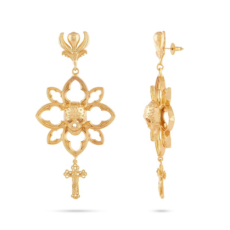 Skull Floral Earrings
