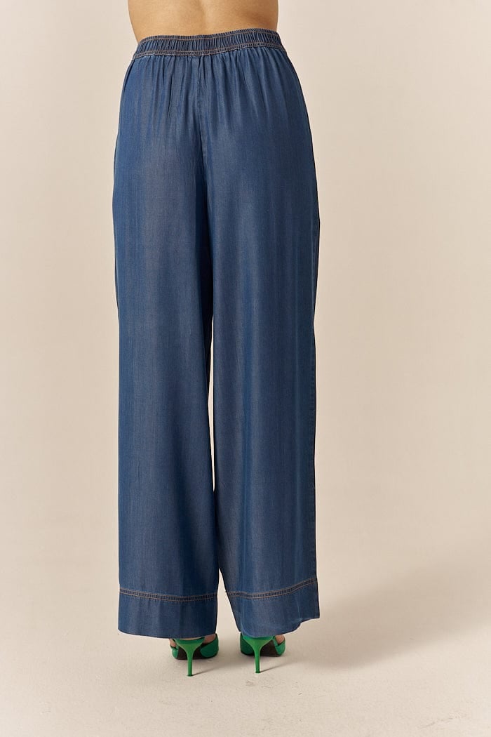 Blue Lapel Shirt and Flared Pants Co-ord Set