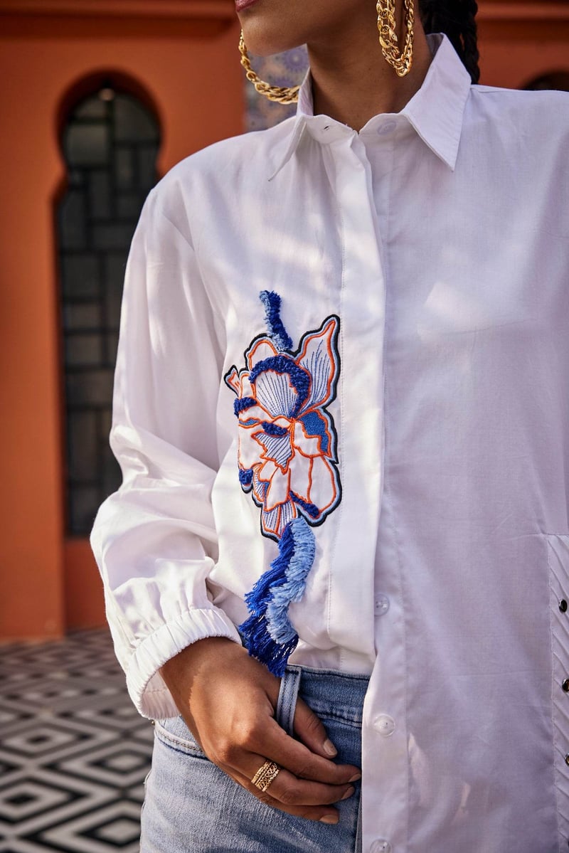 The Blossom Drape White Shirt