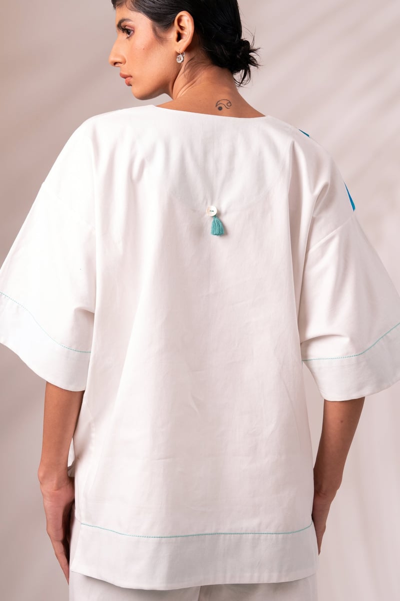 Multicolor Abstract Print Boxy Cotton Twill Top