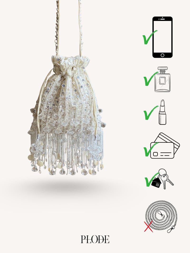 Pearl White Pataka Potli Bag