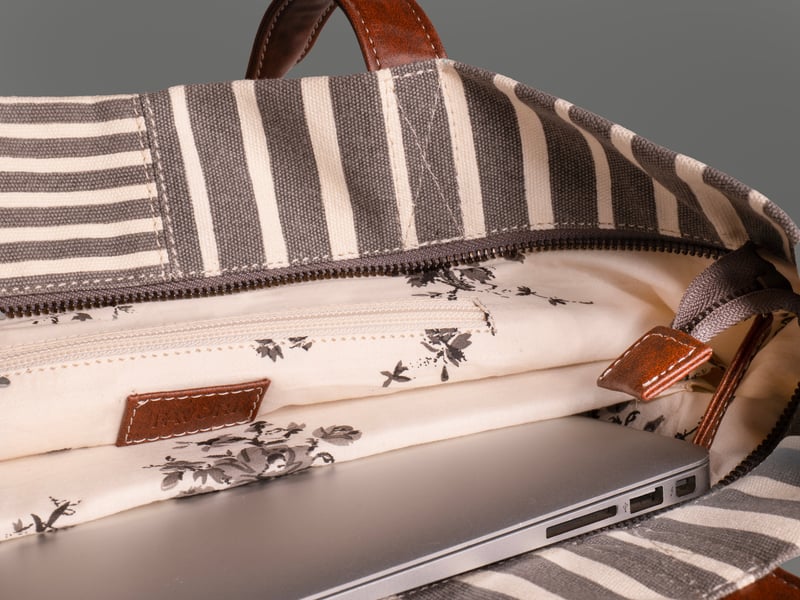 Retro Stripe Ladies Tote Bag With Zip