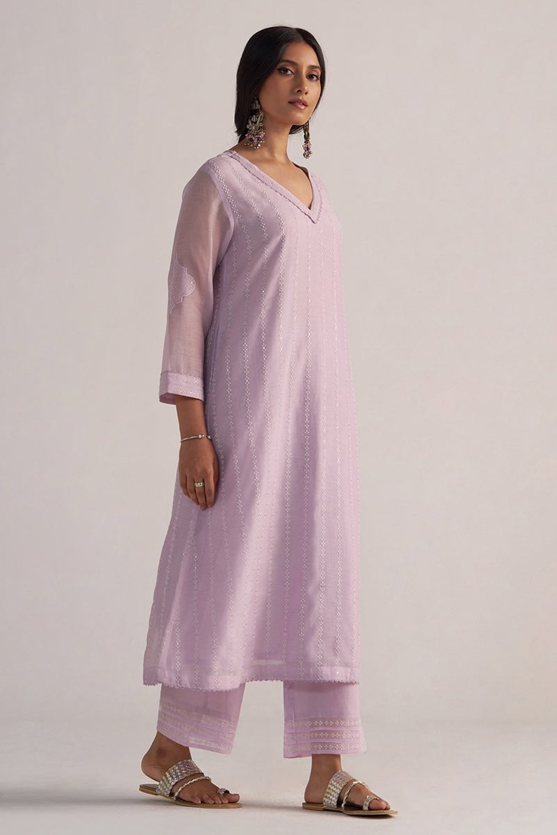 Winsome Orchid Chanderi Kurta and Pant Co-ord Set