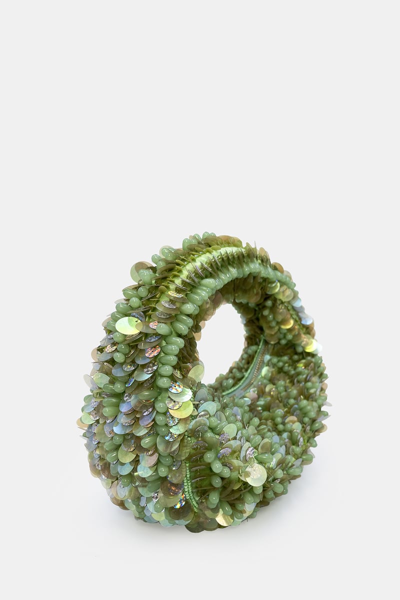 Pistachio Bloom Luxe Embellished Beaded Bag