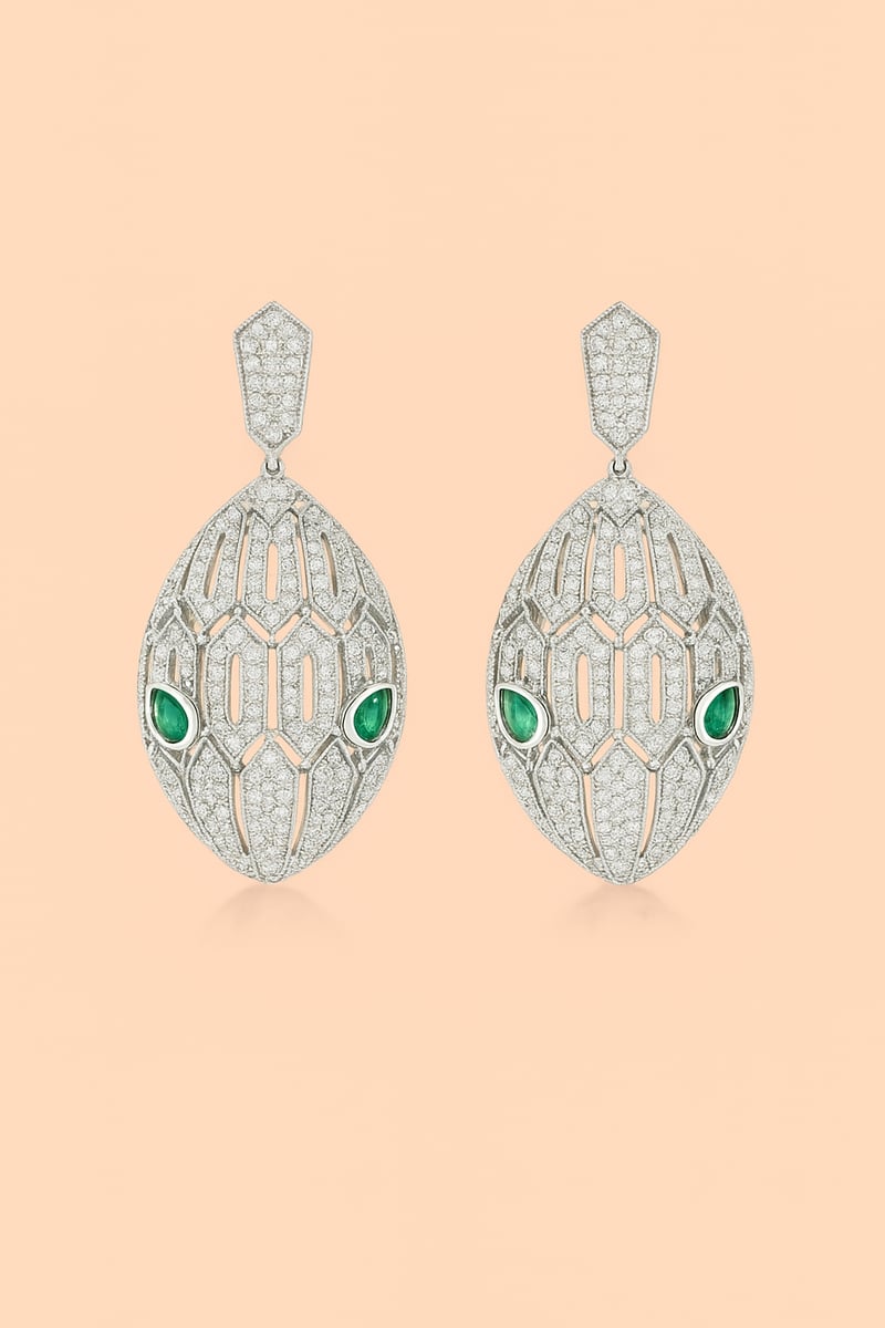Serpent Big Crystal Animal Motif Earrings — MODARTA