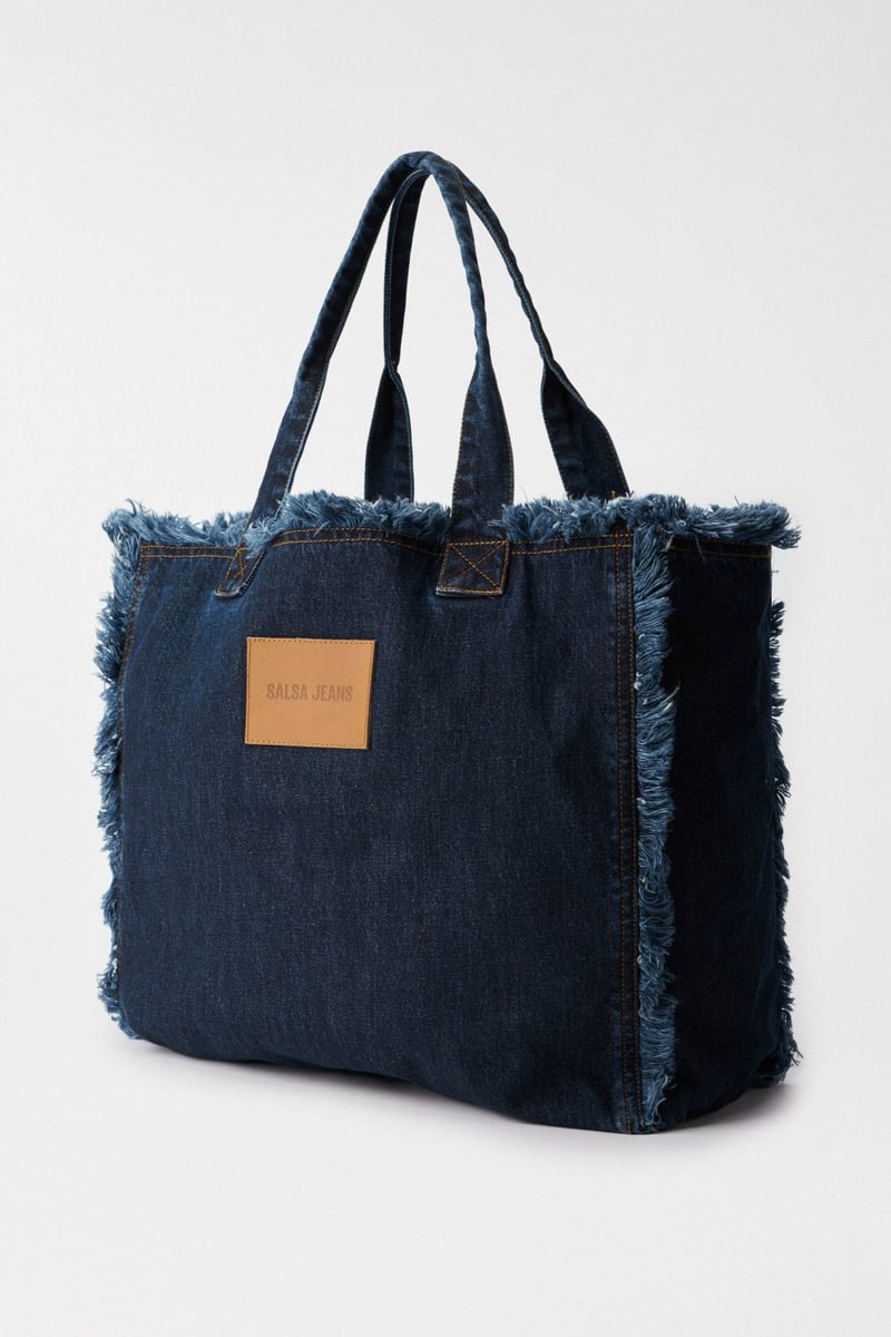 Denim Tote Bag with Logo