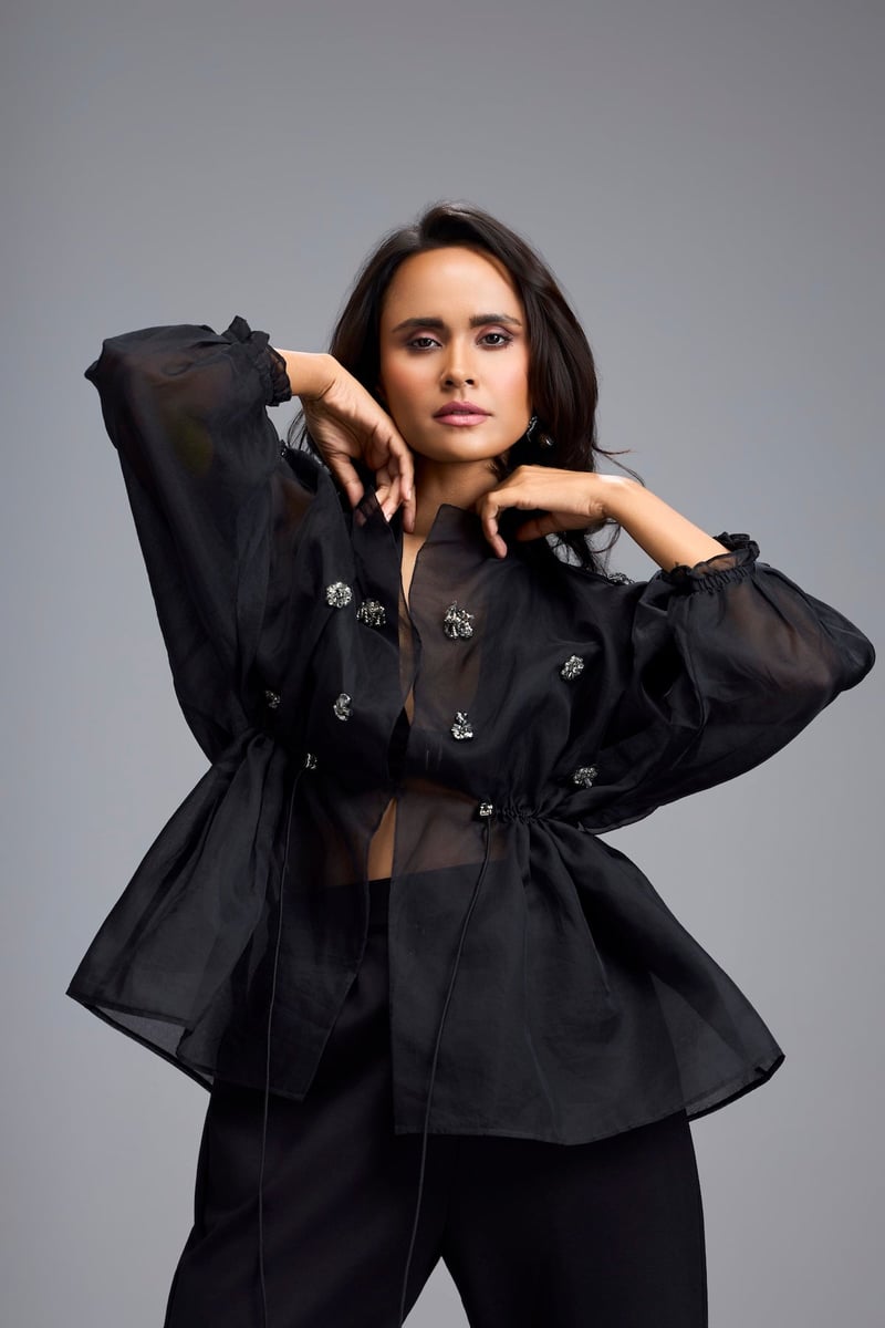 Embellished Organza Top