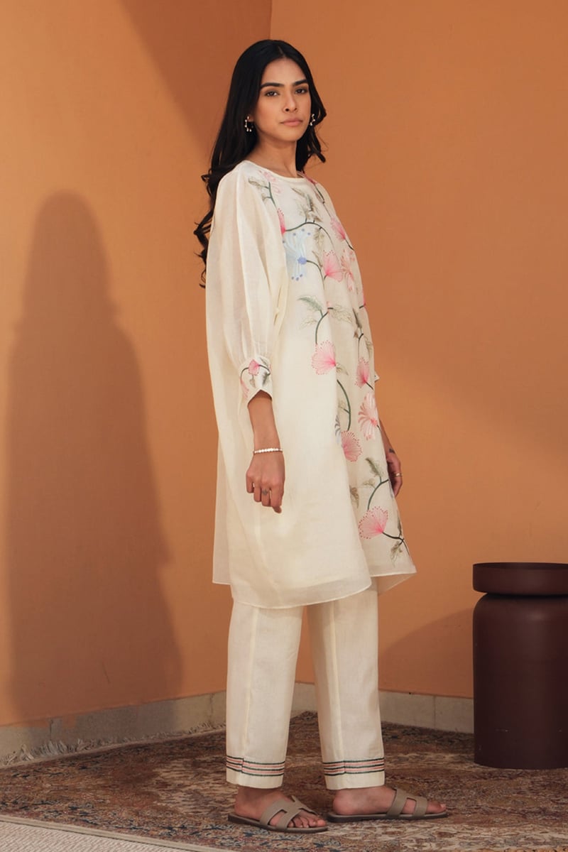 Ivory Kaftan and Straight Pants Co-ord Set