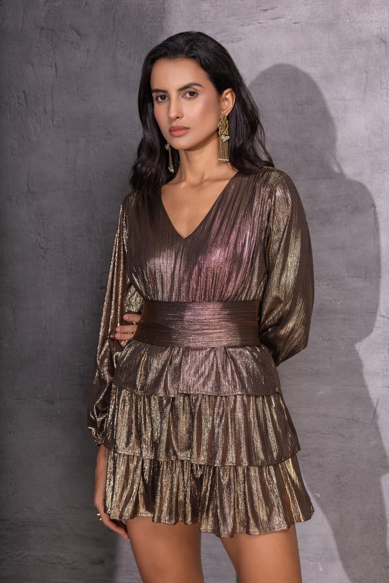 Bronze Tier Mini Dress