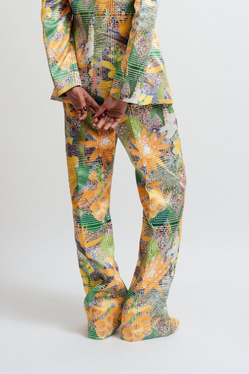 Multicolor Printed Straight-Leg Trousers