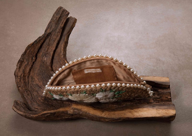 Serene White Half Moon Clutch Bag