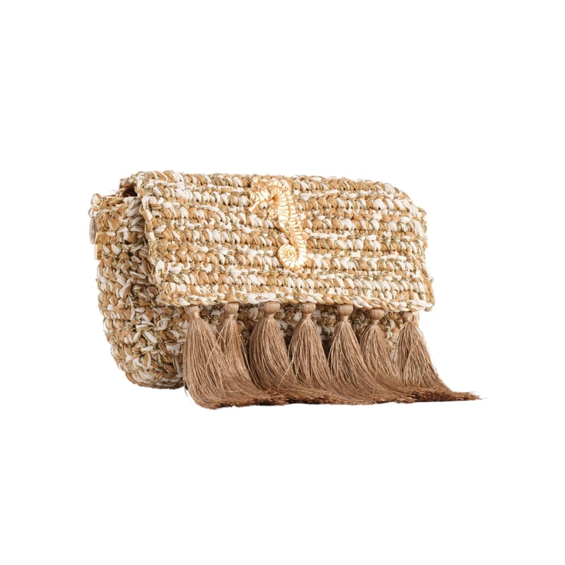 Jena 3 Weave Beige & Gold Raffia Crossbody