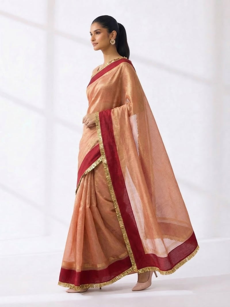 Peach Saree