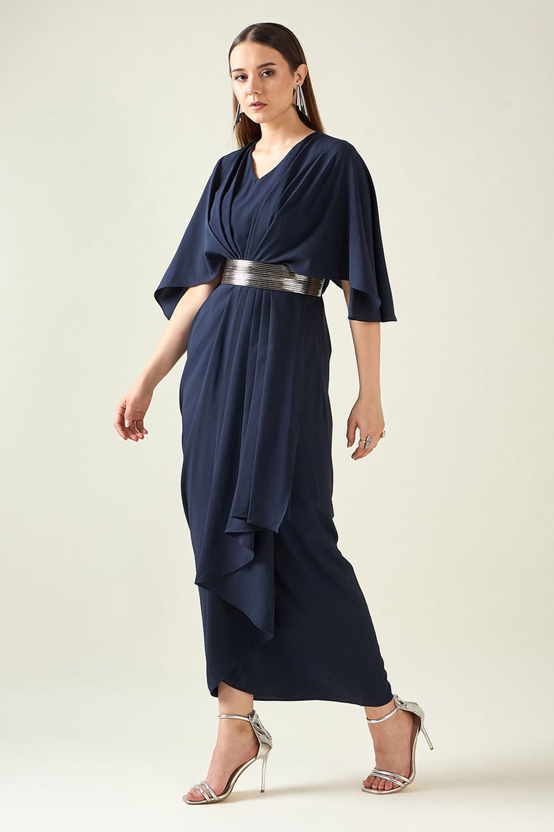Midnight Navy Dress With Belt
