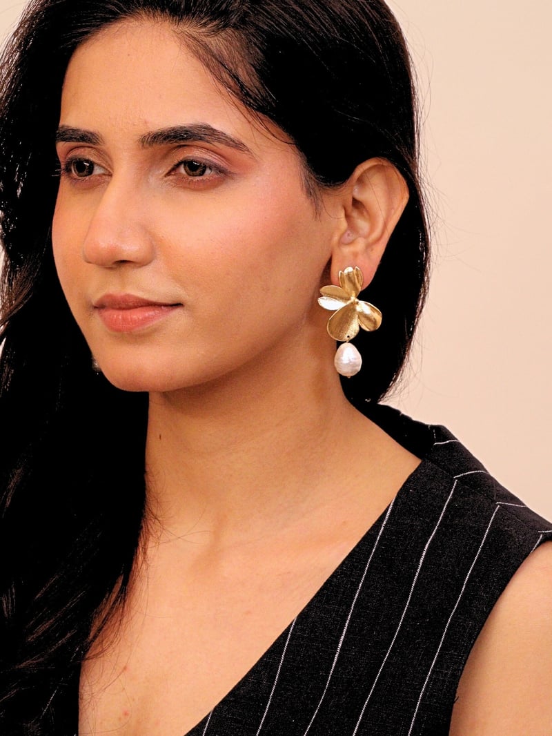 Mehr Brass Earrings for Women 18K Gold Plated