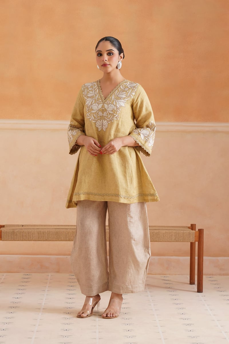 Luna Pure Linen Embroidered Matching Set