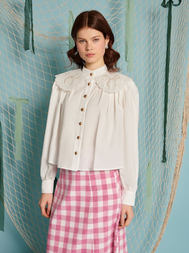 White Lace Collar Button-Down Shirt — SISTER JANE
