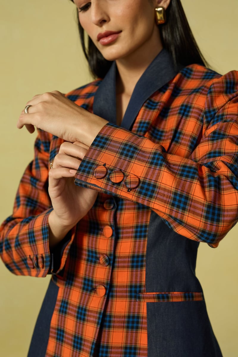 Orange and Navy Check Tailored Co-ord Set